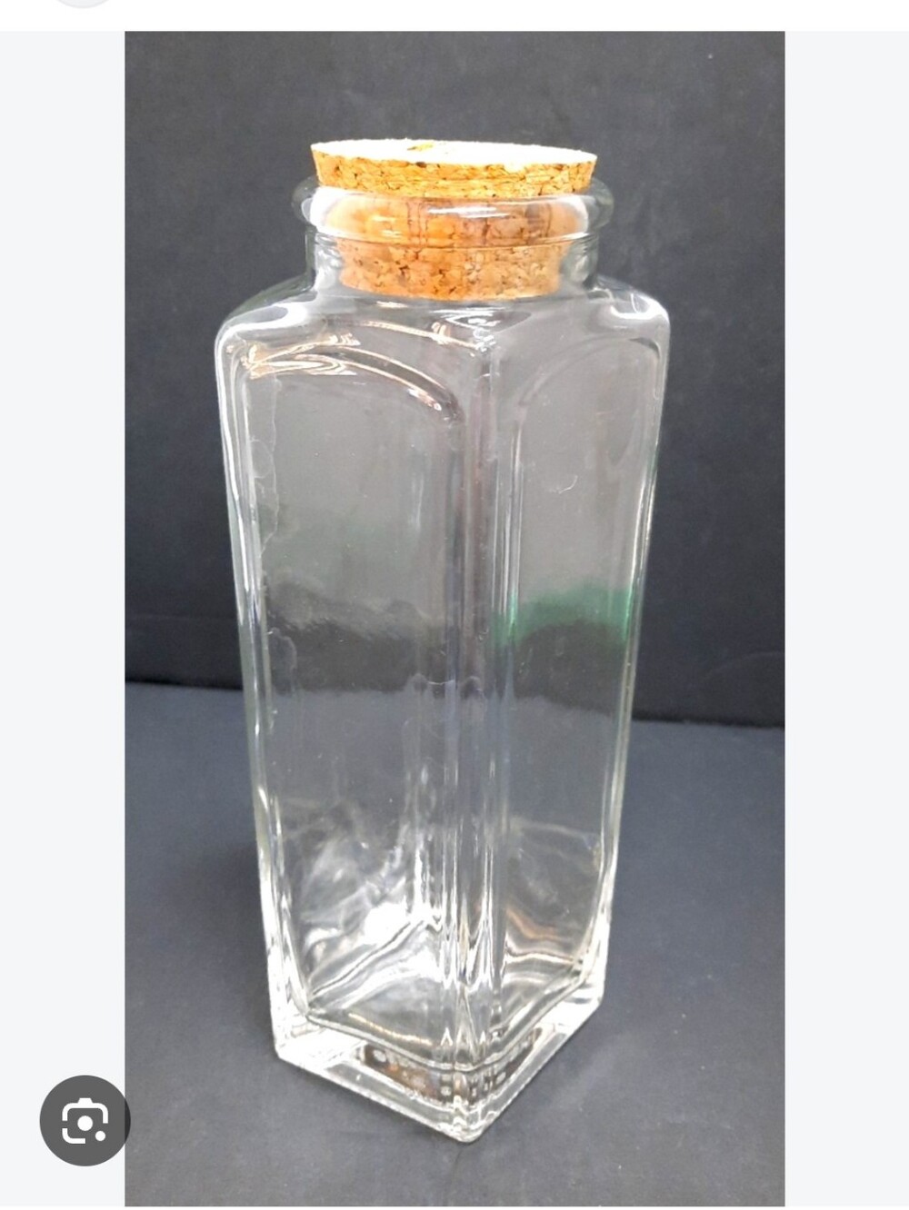Vntg Ann's House Of Nuts Clear Jar with Cork Stopper..9.5 Inched Tall.